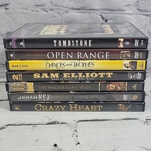 Western Movies DVD Lot Of 7‎ Tombstone Crazy Heart Open Range Dances With Wolves